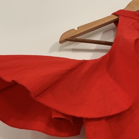 ZARA TRAFALUC size 6 orange off shoulder bodycon blouse - Picture 5 of 10